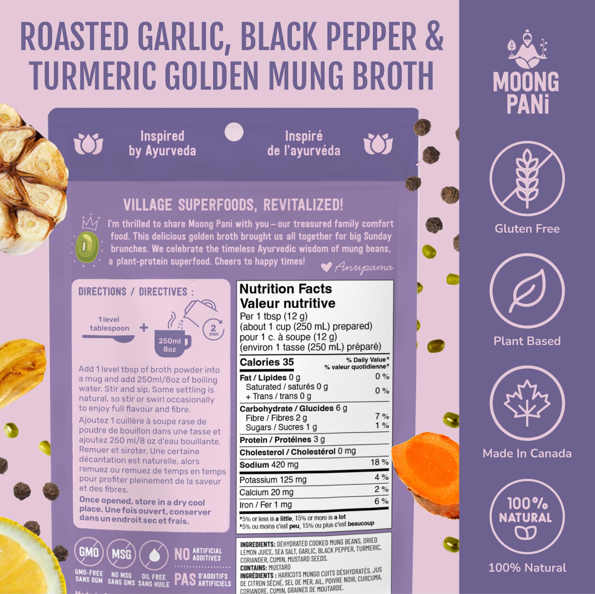 Roasted Garlic & Turmeric Golden Mung Sipping Broth | 9 Cups