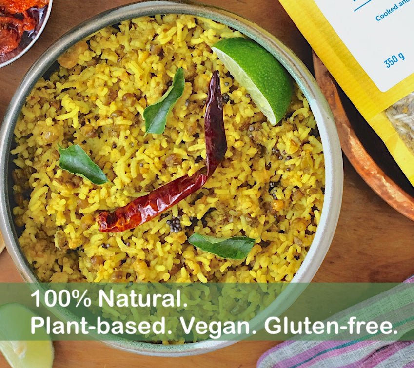 Sprouted Mung Khichari: Mild Ginger & Turmeric | 27g Plant Protein | 3 Servings - Moong Pani Broths - Sprouted Mung Khichari: Mild Ginger & Turmeric | 27g Plant Protein | 3 Servings