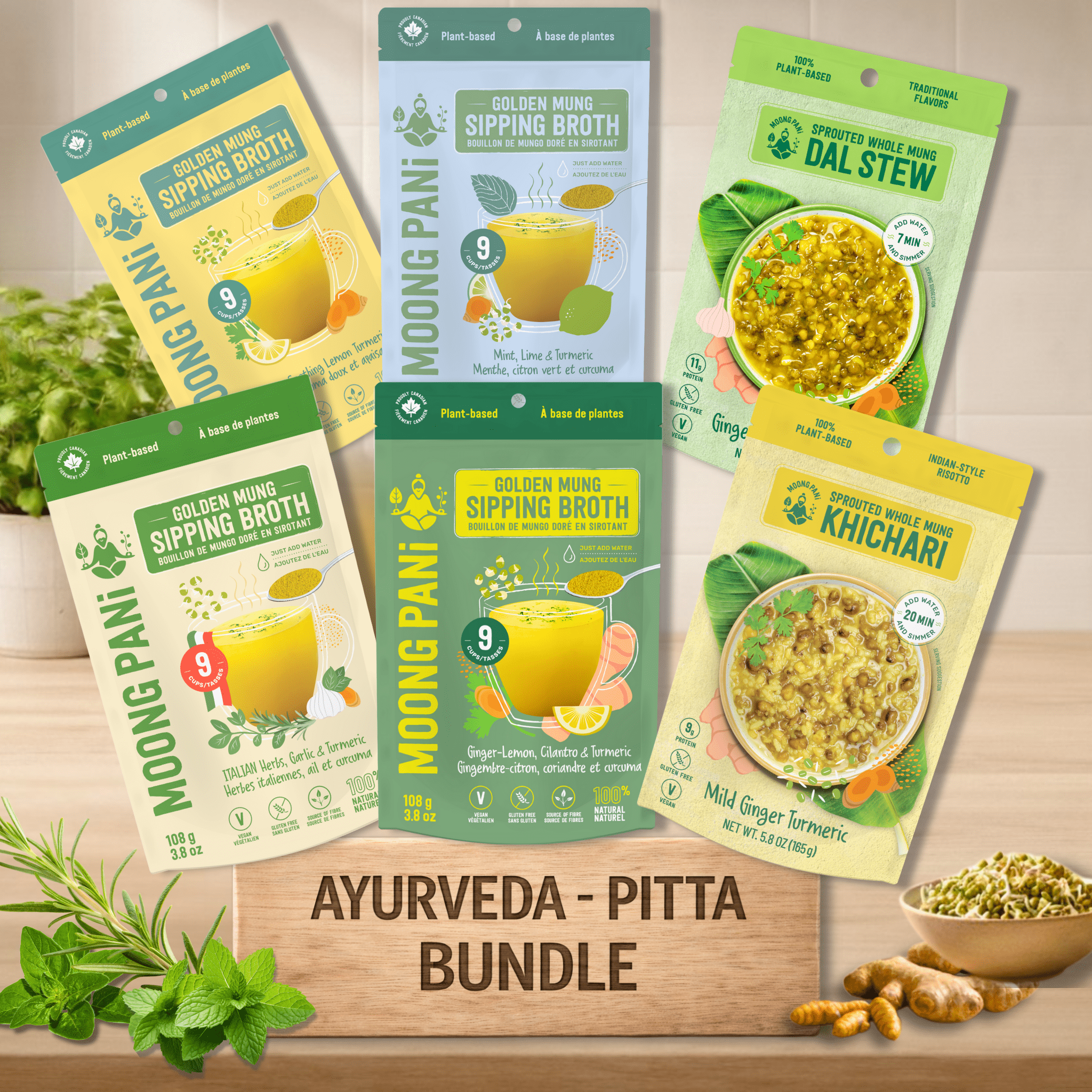 Ayurveda - Pitta Bundle | Cooling and Soothing Meals & Broths | 42 Servings - Moong Pani Broths - Ayurveda - Pitta Bundle | Cooling and Soothing Meals & Broths | 42 Servings