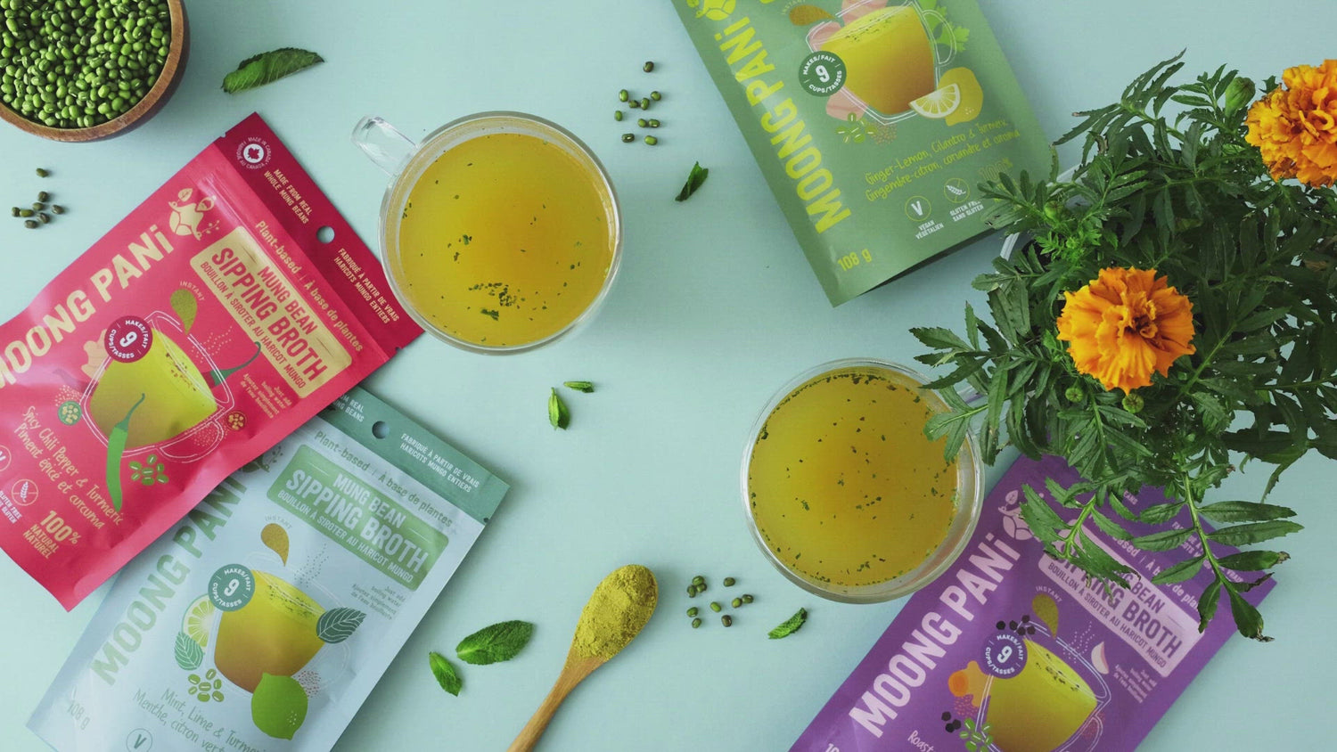 Mint, Lime &amp; Turmeric Sprouted Mung Broth - 9 Servings
