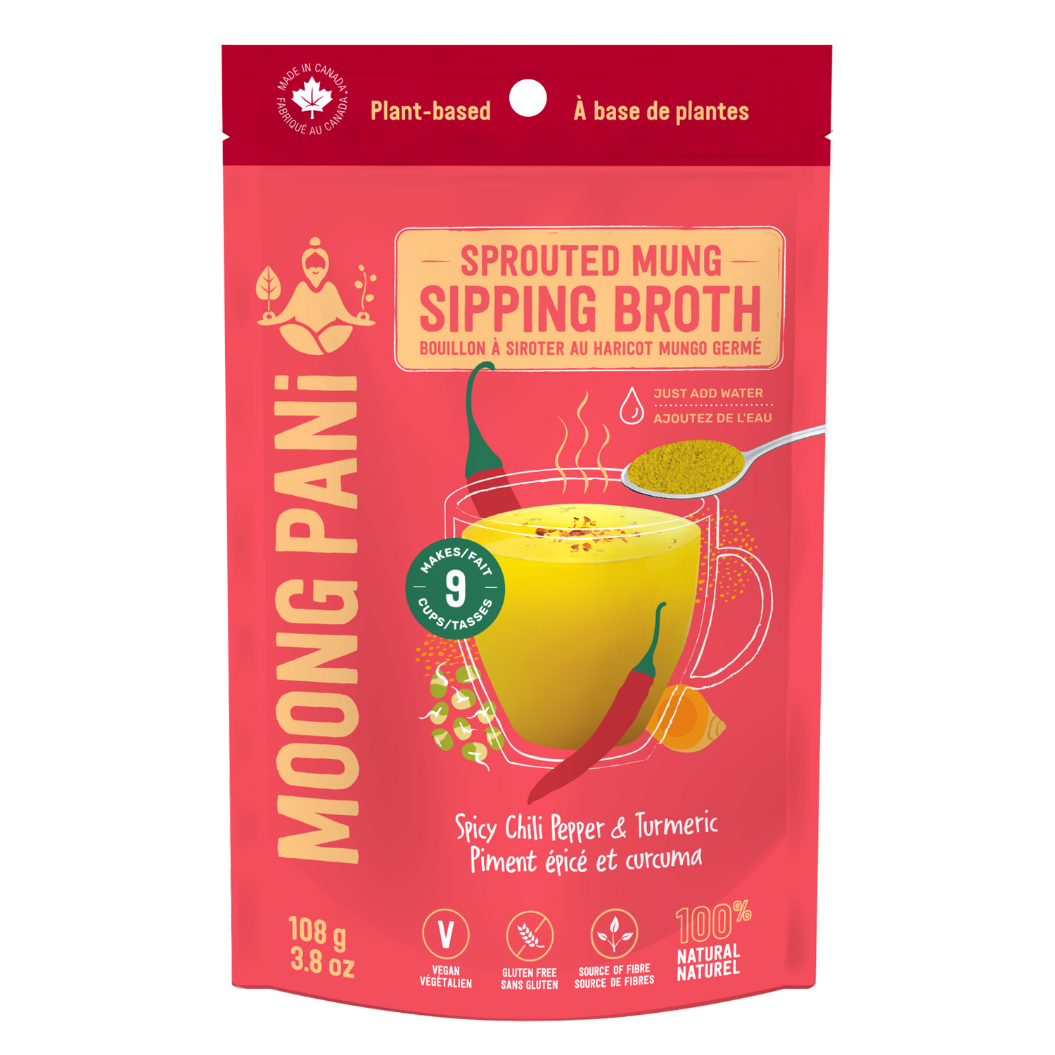 Spicy Chili Pepper &amp; Turmeric Sprouted Mung Broth - 9 servings