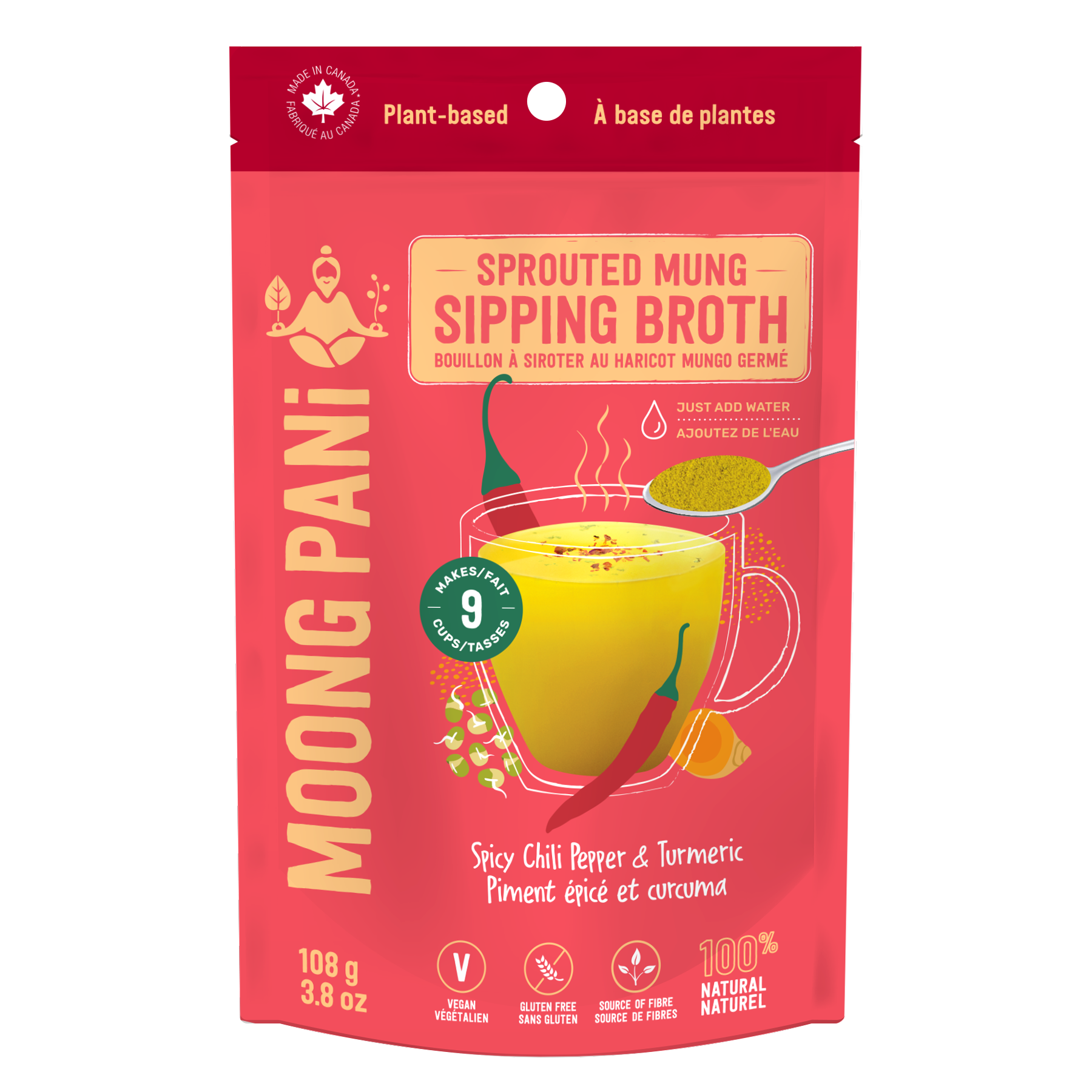 Spicy Chili Pepper &amp; Turmeric Sprouted Mung Broth - 9 servings
