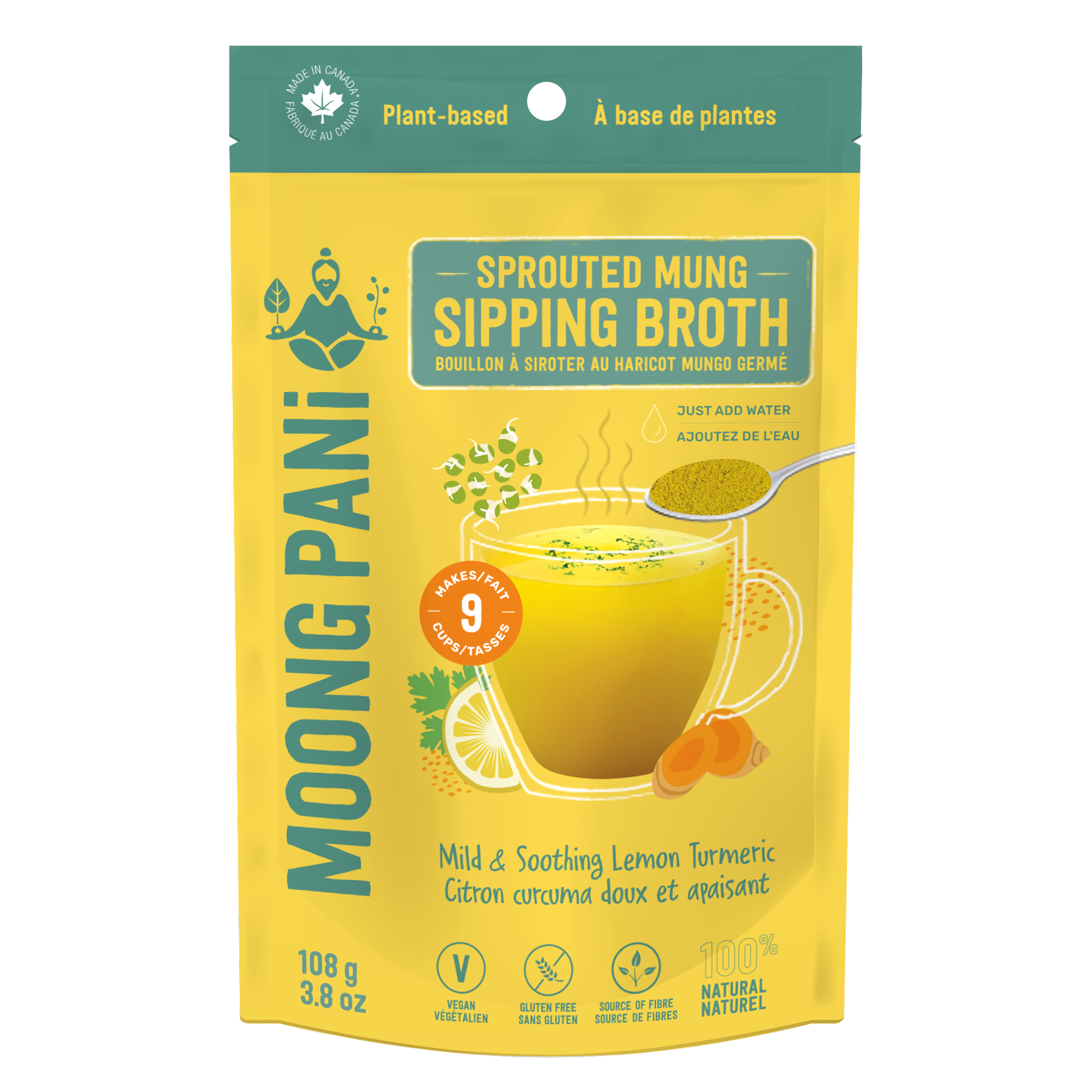 Lemon &amp; Turmeric, Mild and Soothing Sprouted Mung Broth - 9 servings