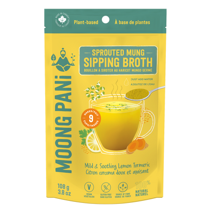 Lemon &amp; Turmeric, Mild and Soothing Sprouted Mung Broth - 9 servings