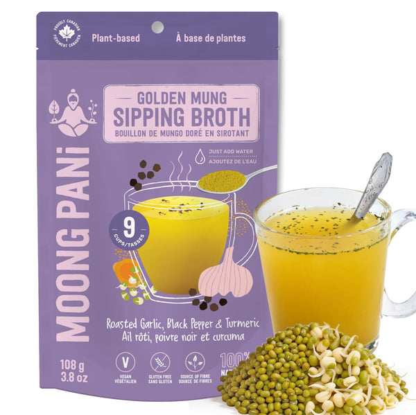 Roasted Garlic & Turmeric Golden Mung Sipping Broth | 18g Plant Protein | 9 Cups - Moong Pani Broths - Roasted Garlic & Turmeric Golden Mung Sipping Broth | 18g Plant Protein | 9 Cups