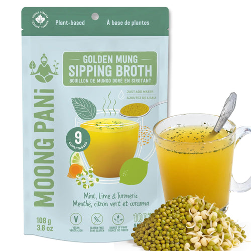 Mint, Lime & Turmeric Golden Mung Sipping Broth | 18g Plant Protein | 9 Cups - Moong Pani Broths - Mint, Lime & Turmeric Golden Mung Sipping Broth | 18g Plant Protein | 9 Cups