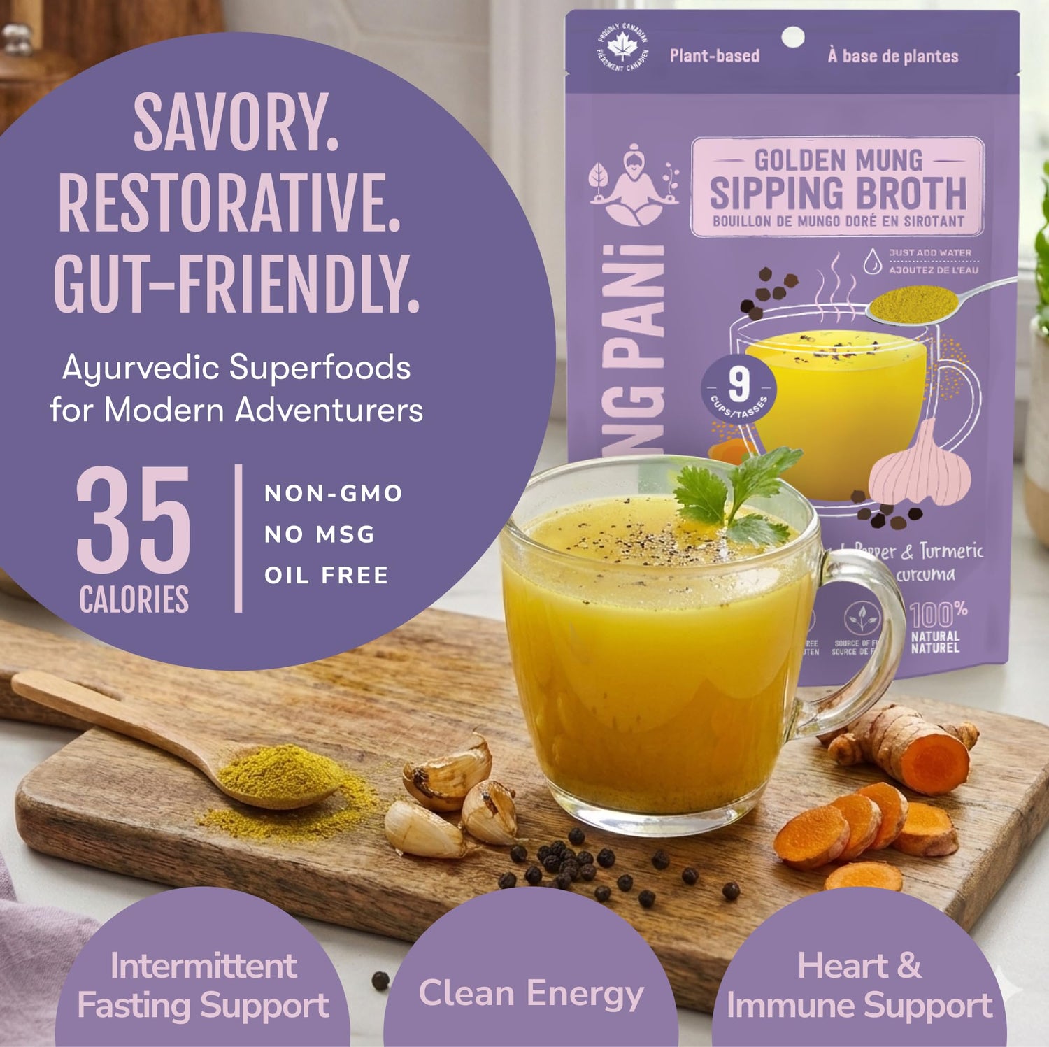 Roasted Garlic &amp; Turmeric Golden Mung Sipping Broth | 9 Cups