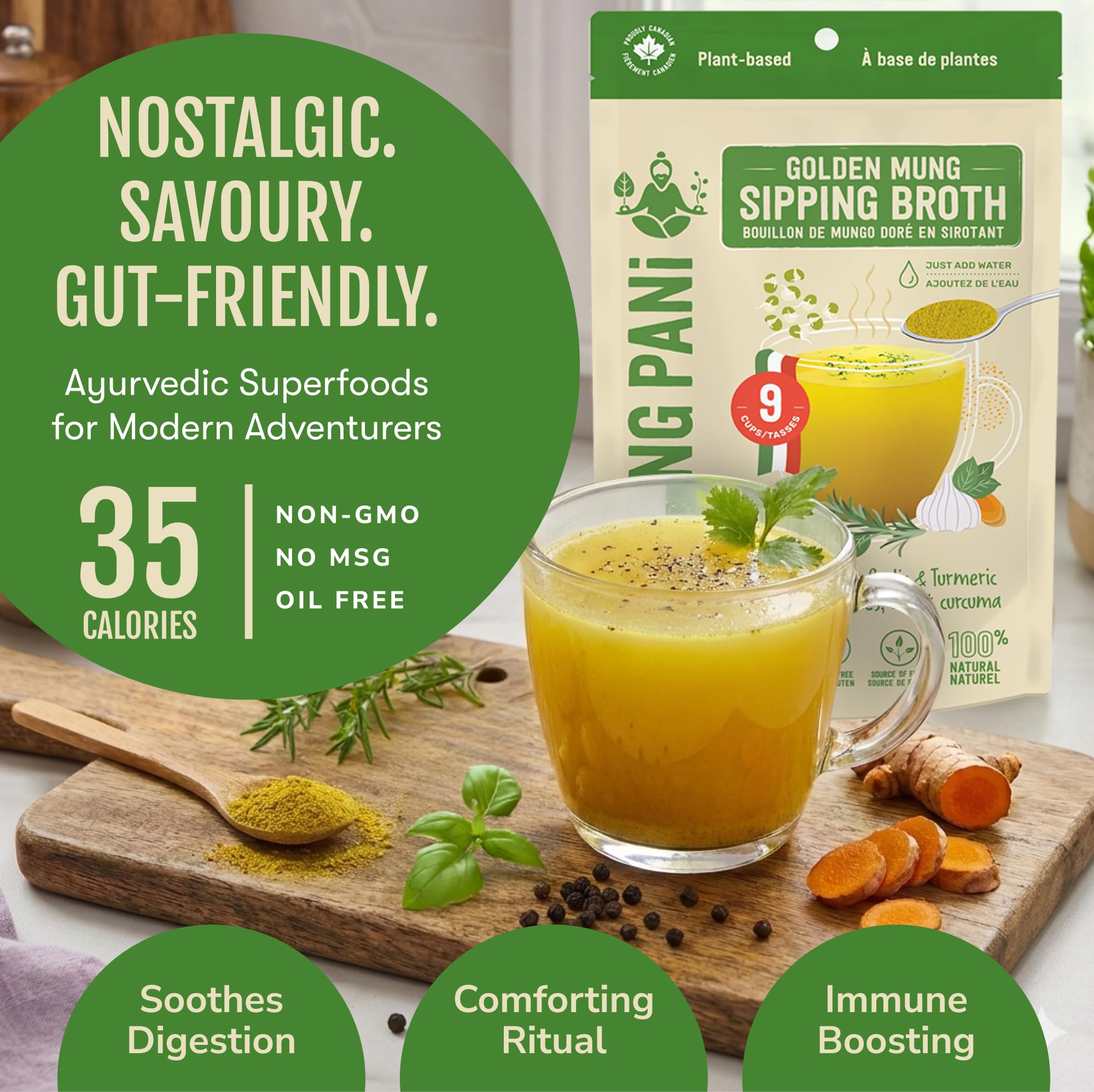 Italian Herbs &amp; Turmeric Golden Mung Sipping Broth | 9 Cups