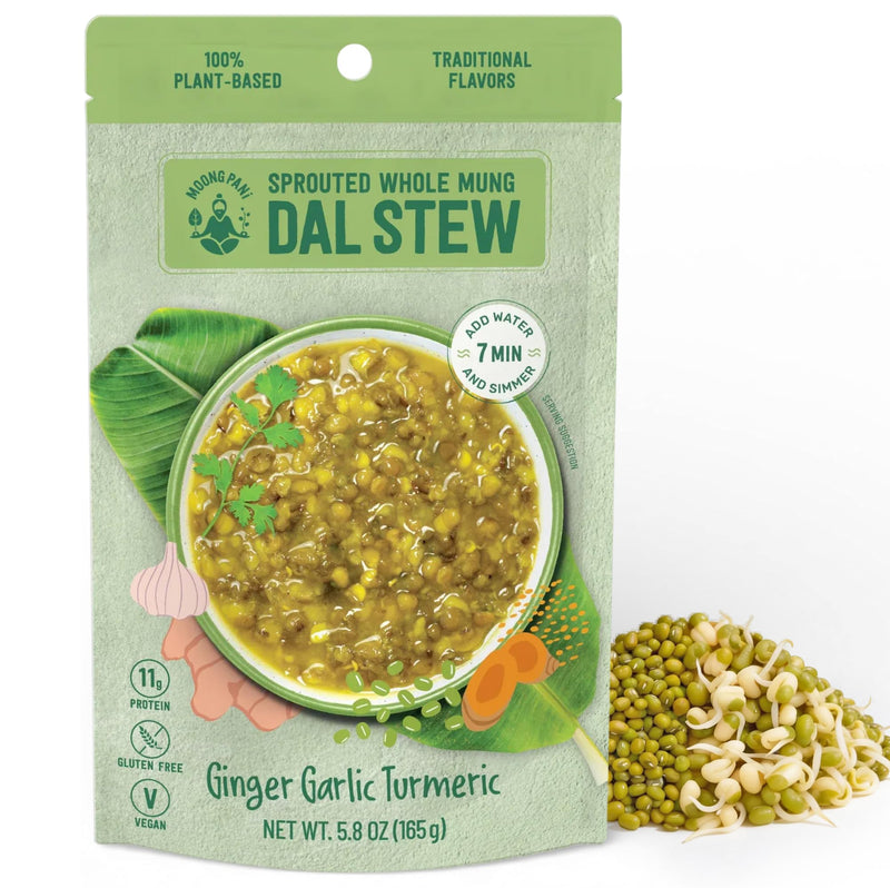 Sprouted Mung Dal Stew: Zesty Ginger & Turmeric | 3+ Servings