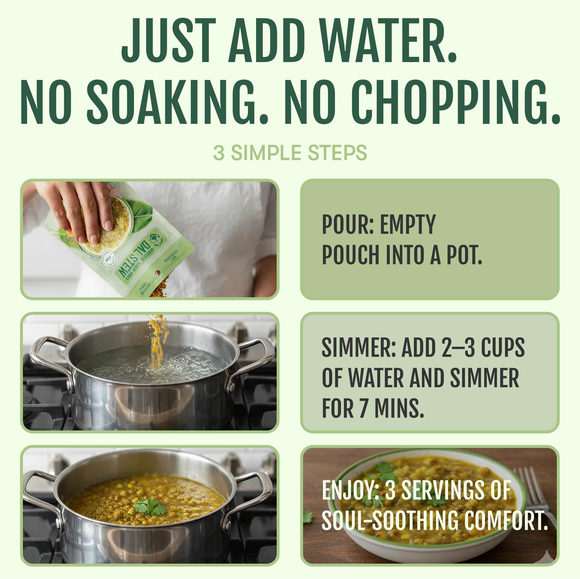 Sprouted Mung Dal Stew: Zesty Ginger &amp; Turmeric | 3+ Servings