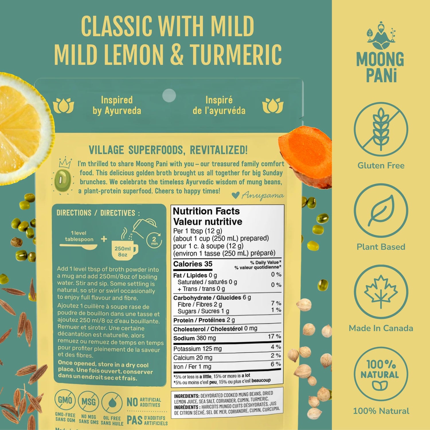 Mild Lemon &amp; Turmeric Golden Mung Broth | 9 Cups