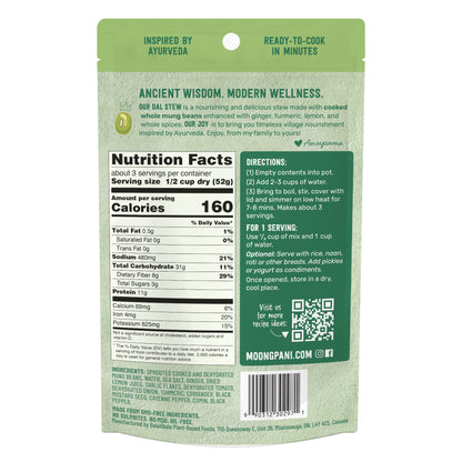 Dal Stew Nutrition Table back of packet, Ready to cook 