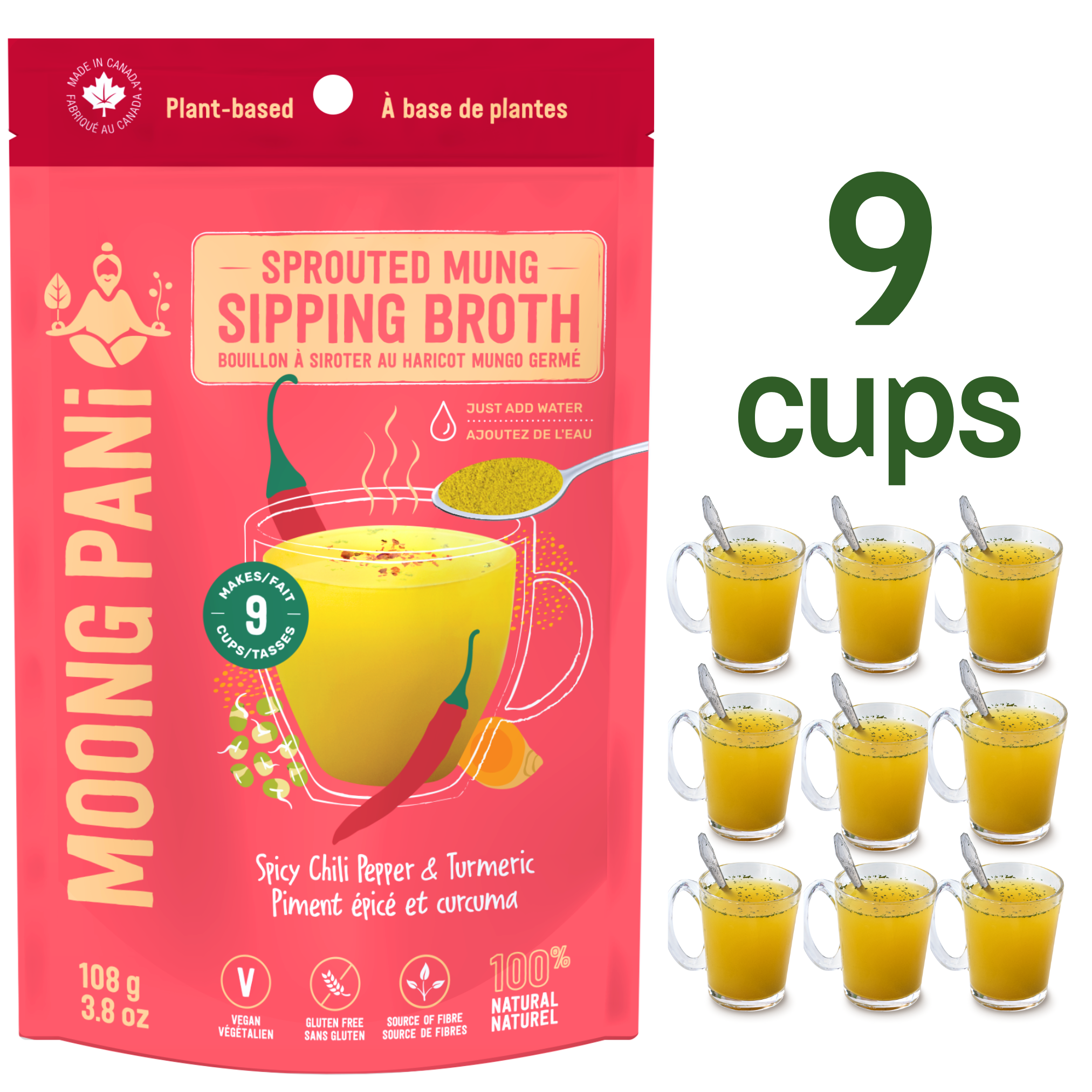 9 Cups/Servings of Moong Pani Mung Bean Soup in Flavour  Spicy Cayenne &amp; Turmeric.. Vegan, Gluten-free, 100% natural, high fiber, high protein, ayurvedic, Vegan Bone Broth