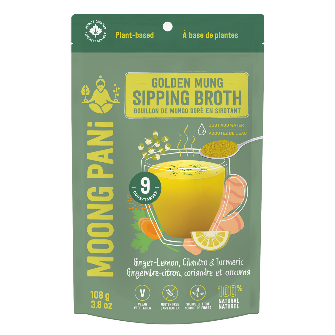 Moong Pani Mung Bean Soup in Flavour Ginger-Lemon, Cilantro &amp; Turmeric. Vegan, Gluten-free, 100% natural, high fiber, high protein, Vegan Bone Broth