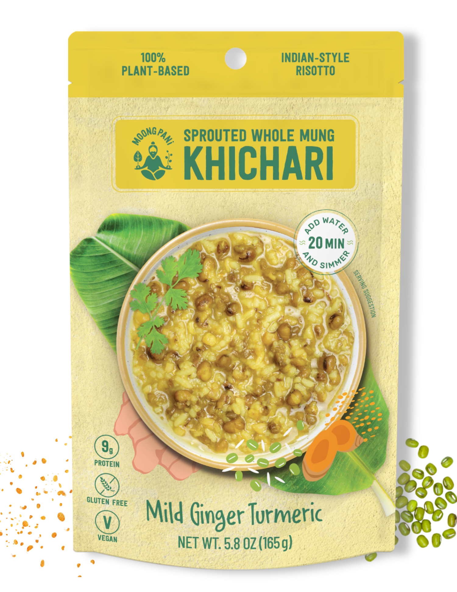 Mild Khichari (Risotto) with Sprouted Mung &amp; Rice:  Ginger &amp; Turmeric