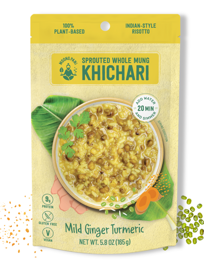 Mild Khichari (Risotto) with Sprouted Mung &amp; Rice:  Ginger &amp; Turmeric