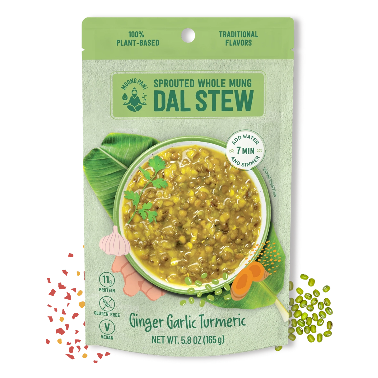 Sprouted Mung Dal Stew with Ginger, Turmeric