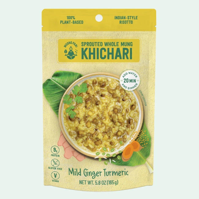 Mild Khichari (Risotto) with Sprouted Mung & Rice:  Ginger & Turmeric